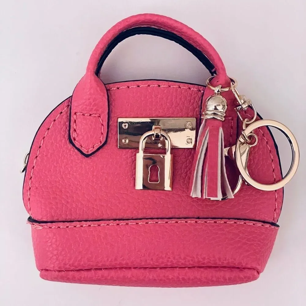 NWT Gorgeous Pink Pu Leather Purse Bag Charm Lobster Keyring Keyring Keyholder